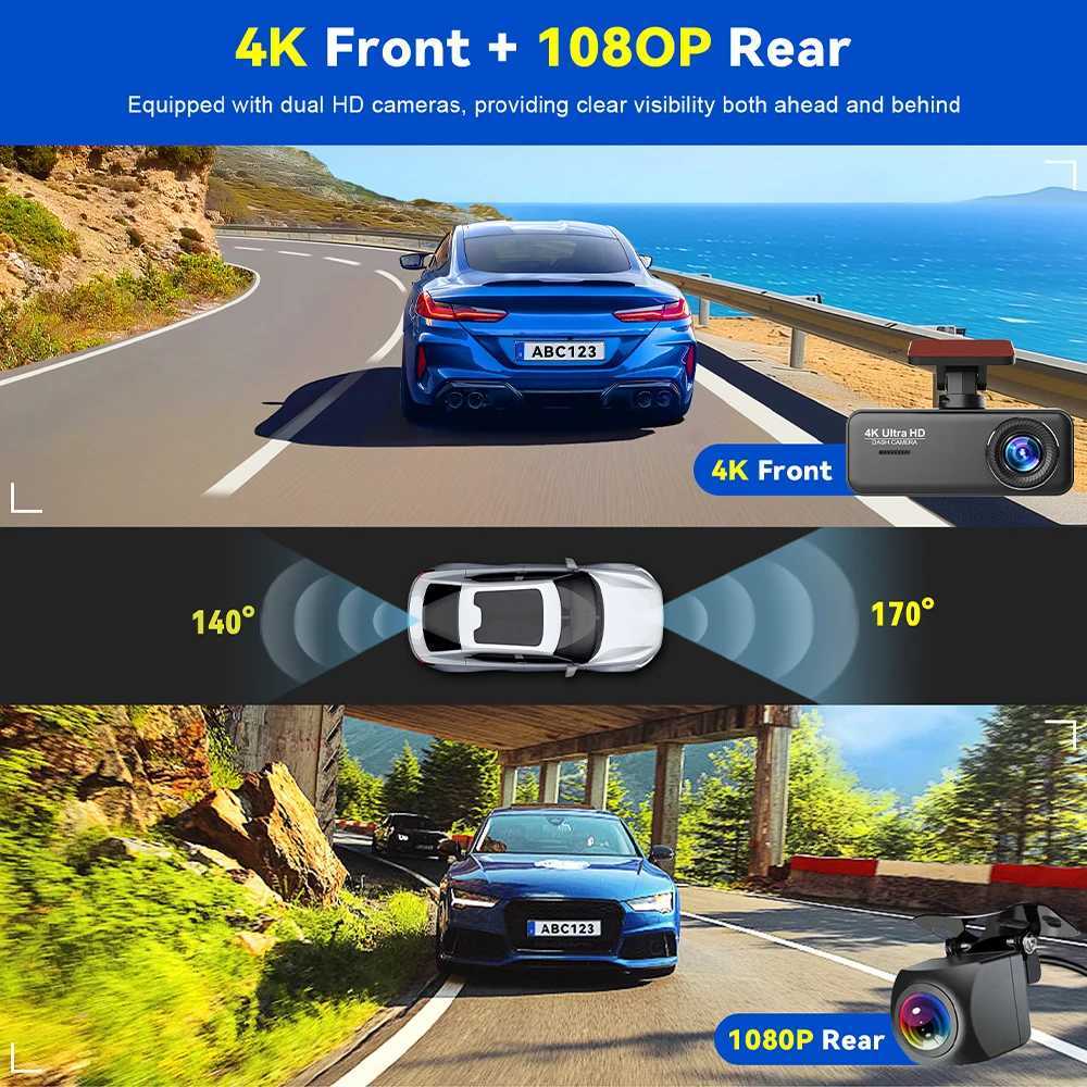 car dvr Soam 4K Ultra HD Dash Cam Car DVR Recorder Front and Rear Cam 170 wide Angle WIFI GPS Car Camera WDR Night Vision APP control R250506