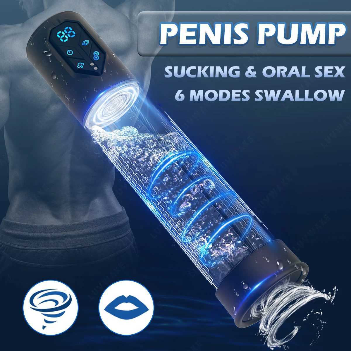 IPX7 Waterproof Electric Penis Pump for Enlargement Man Vacuum Pump Enlargement Extend Pump 4 Suction Levels 2 Silicone Sleeves W250506