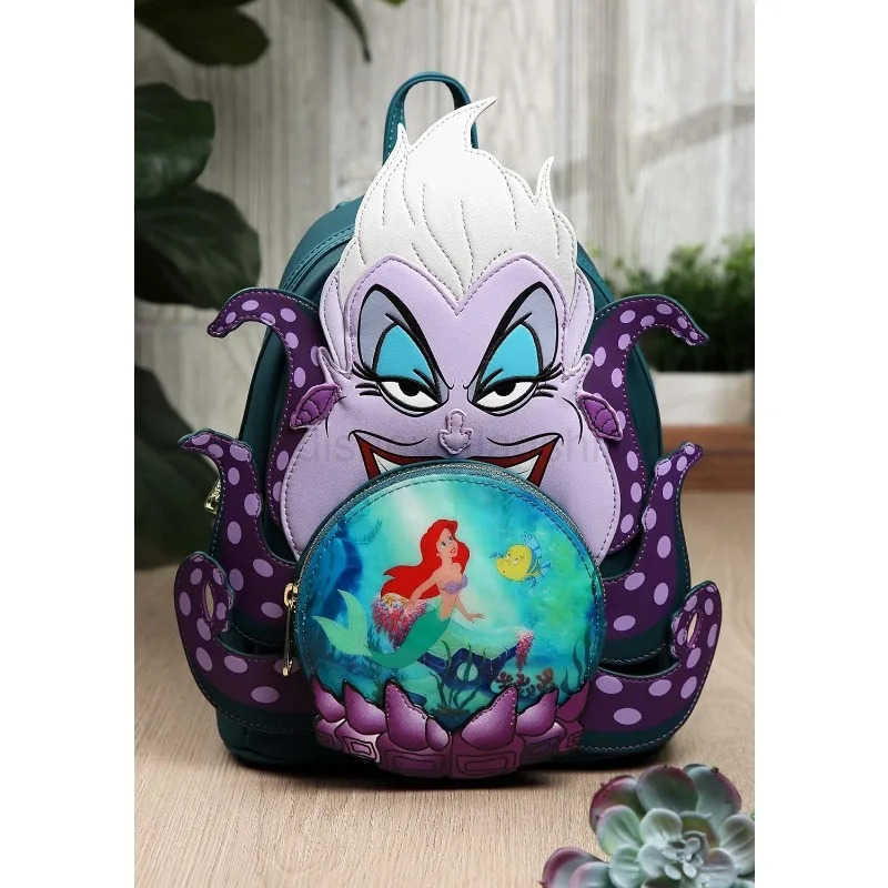 Disney Loungefly Disney villain scene Ursula crystal ball womens double strap shoulder bag mini backpackXJ250506