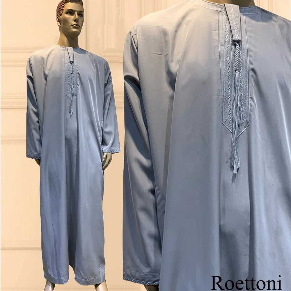 Long Sleeve Aman Abaya 1Piece Jubba Thobe For Men Kaftan Pakistan Muslim Saudi Arabia Djellaba Islam Clothing Prayer Robe AfghanXJ250506