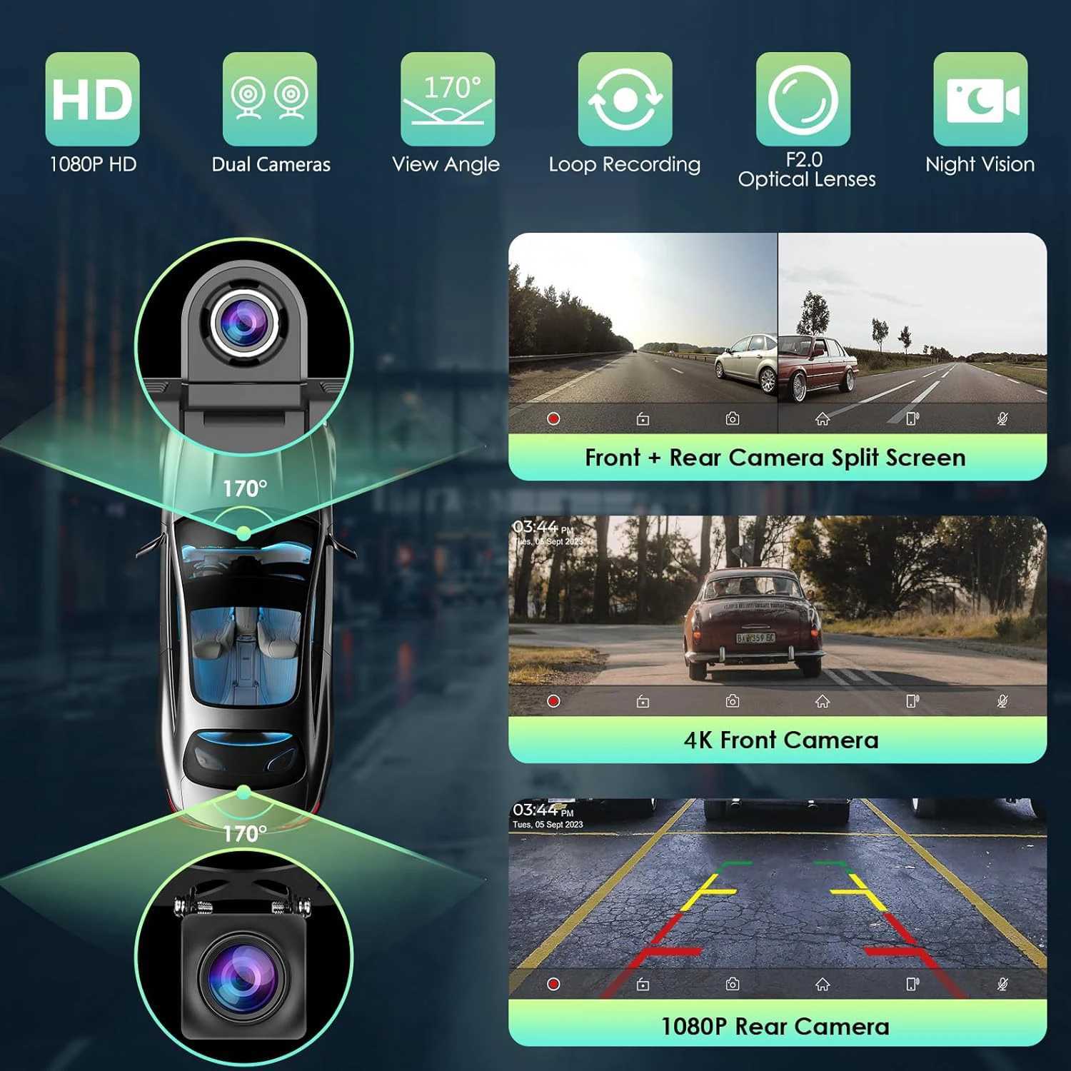car dvr Wireless Carplay WIFI Bluetooth 4k Dash Cam Dual lens Asawin 6.86 HD Touch screen Voice control Siri Gps Navigation FM AUX R250506