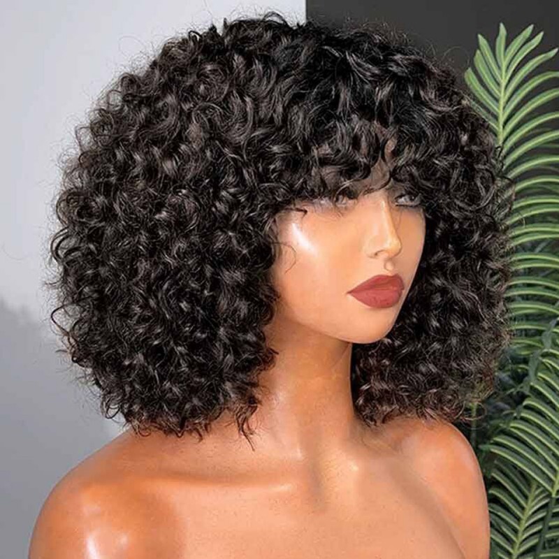 fashionable Womens synthetic wig with bangs short curly hair small curly hair and multiple colors to choose from