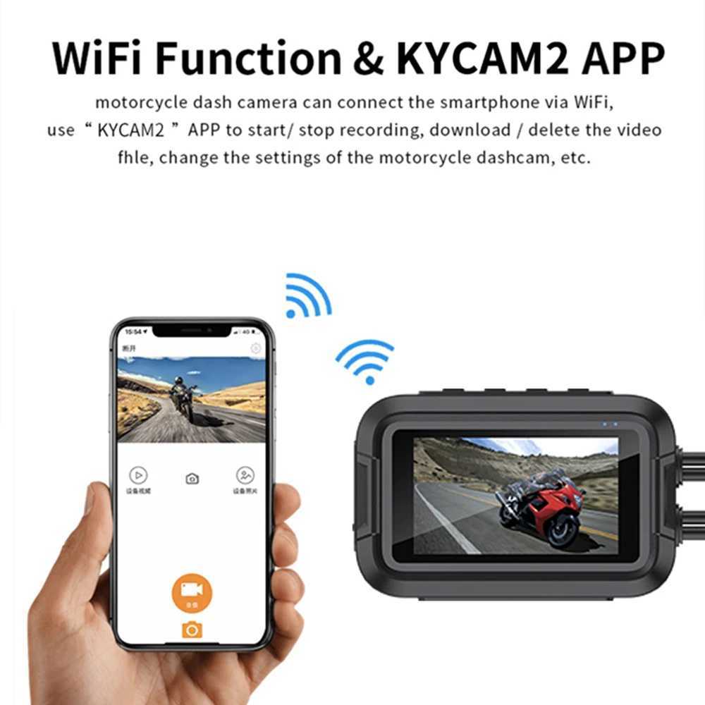 car dvr Dual 1080P Motorcycle DVR Full Body Waterproof Moto Camera WiFi GPS Dash Cam Front Rear Driving Video Recorder Black Box R250506