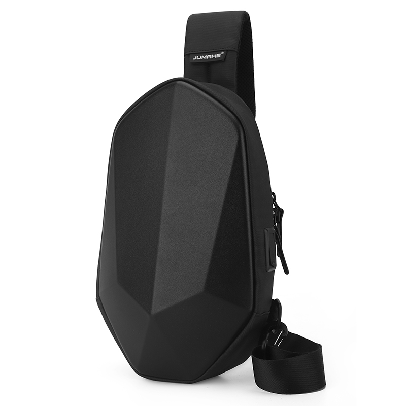 hard shell sling bag for men water resistant crossbody backpack with usb port black chest bag for travel daily 1328