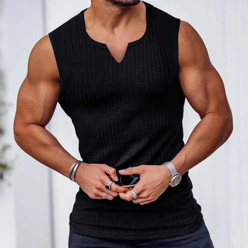 2024 Summer Mens Casual Vneck Vest Gym Fitness Sleepless Shirt Sports Underwear Training 250430Z