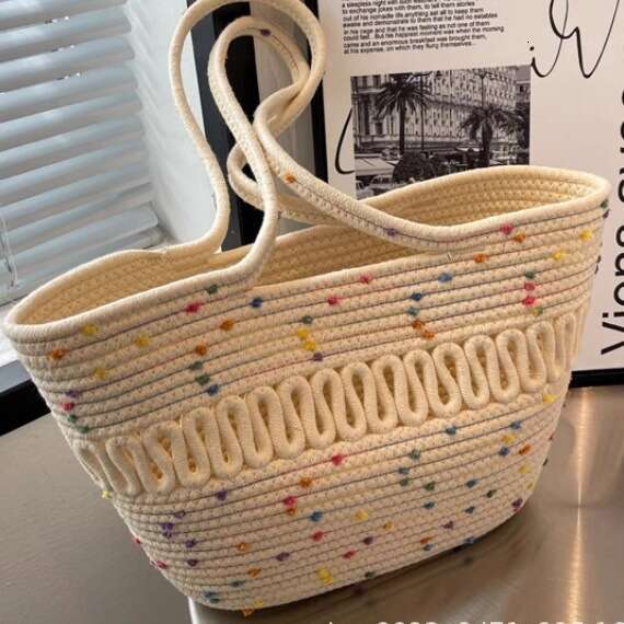 Summer Woven Bag Beach Bag Large Capacity New Cotton Thread Handbag Fashionable And Versatile Fairy Woven Single Shoulder Crossbody Beach Bag Women S 