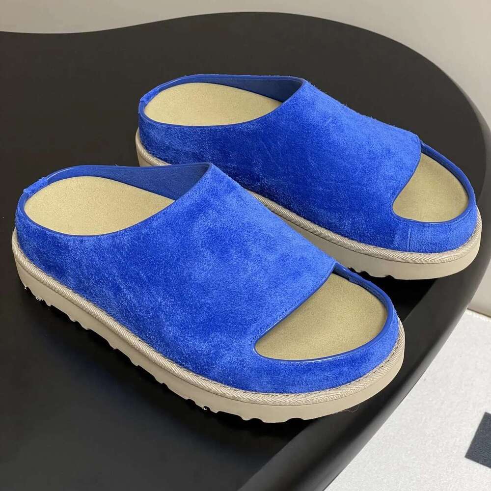 Round Toe Casual Mid Heels Solid Color Thick Bottom Shoes For Women Slip-On Concise Slippers Size 35-40 luxury Spring Autumn New