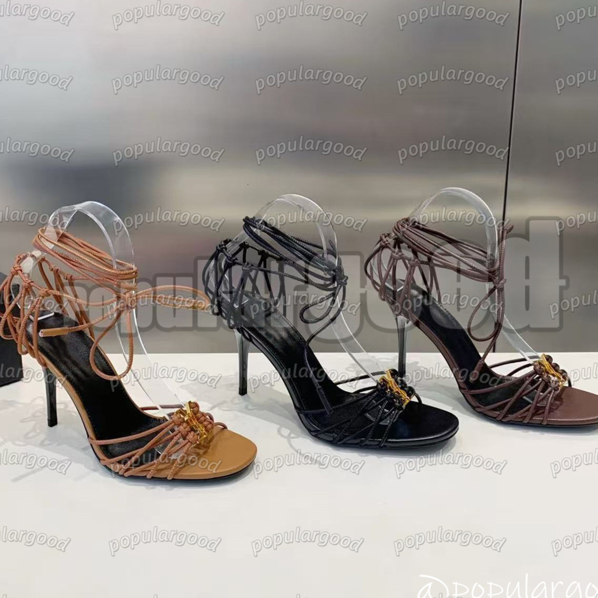 2025 New designer Sandals Slippers High heels Luxury women White collar classic dress Women 9 cm high heels Black gold wedding pants, box size 35-41