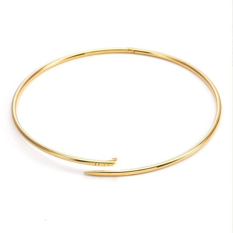 Pendant Necklaces Womens Nail Collar Pattern Glossy Hard Ring Necklace Classic Nail Shaped Diamond Free Collar Chokers