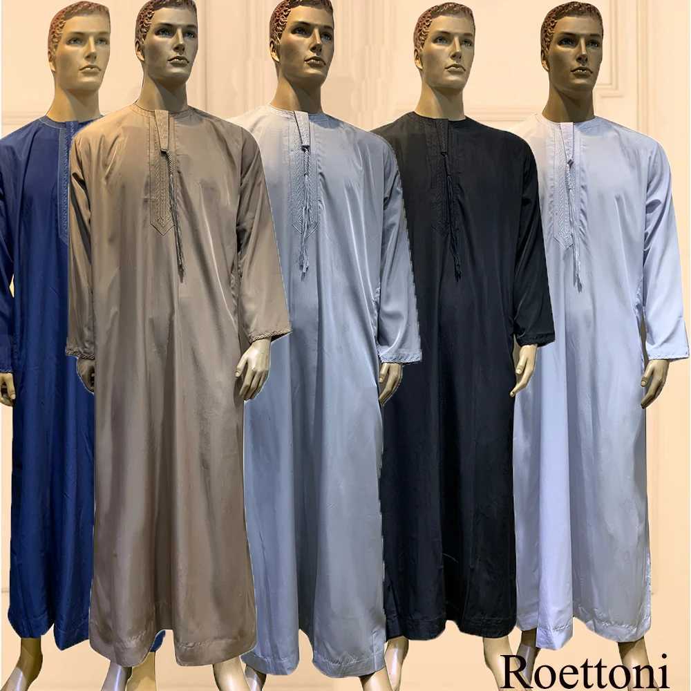 Long Sleeve Aman Abaya 1Piece Jubba Thobe For Men Kaftan Pakistan Muslim Saudi Arabia Djellaba Islam Clothing Prayer Robe AfghanXJ250506