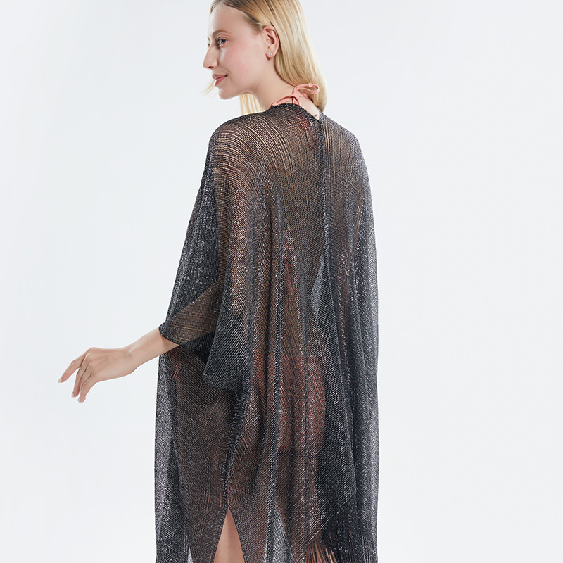 K635 2024 New European and American Style Sexy Mesh Sunscreen Solid Color Sunscreen Shawl Scarf Fashionable Women's Shawl Scarf