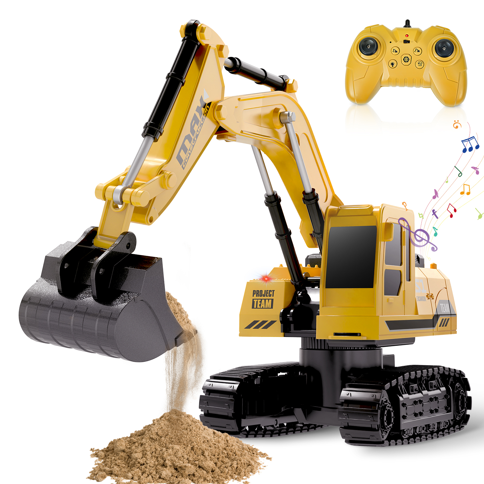 Model A: 1:2410 Alloy Excavator Remote Control Vehicle (Yellow)
