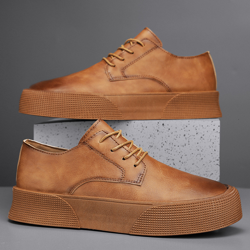 2025 New Retro Skateboard Shoes for Men Brown Leather Designer Shoes Sport Casual Shoes