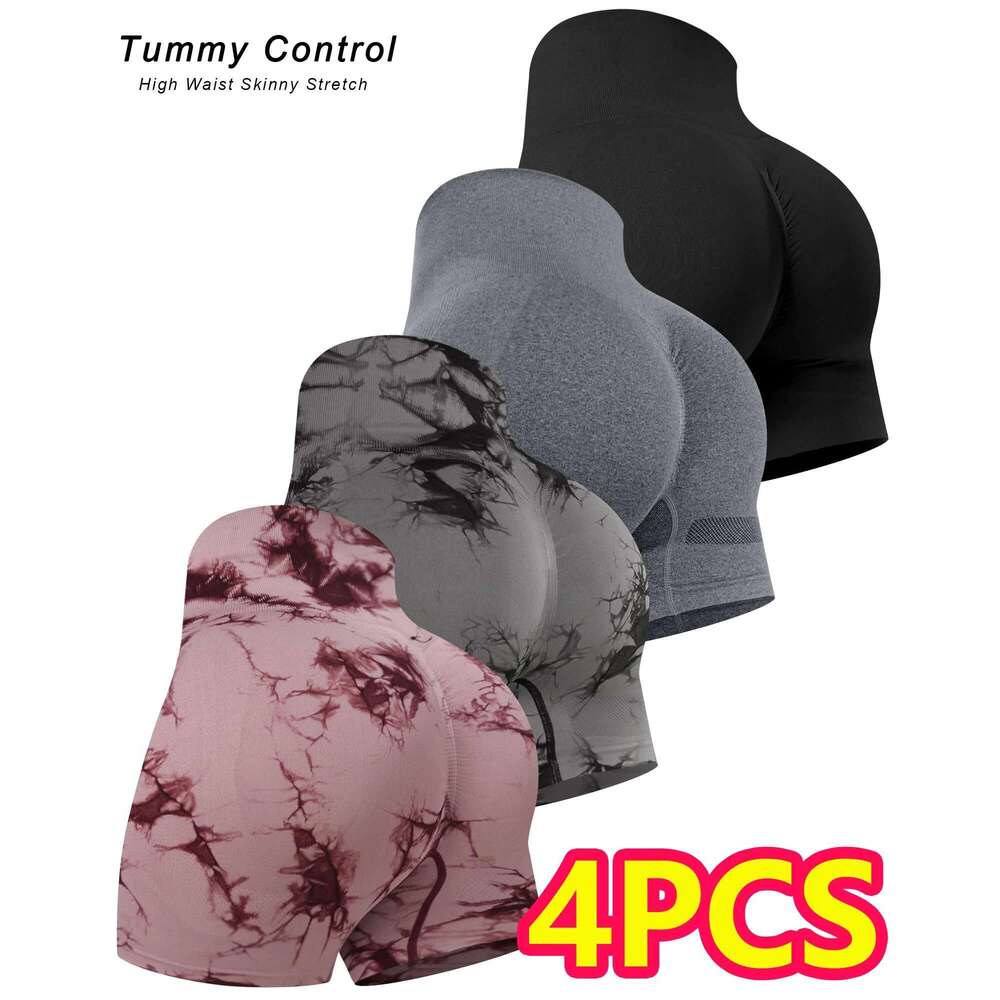 2024 4Pcs Booty Gym Woman High Waist Fiess Multi Piece Set Shorts Summer Running Outdoors Butt Lifting Pants