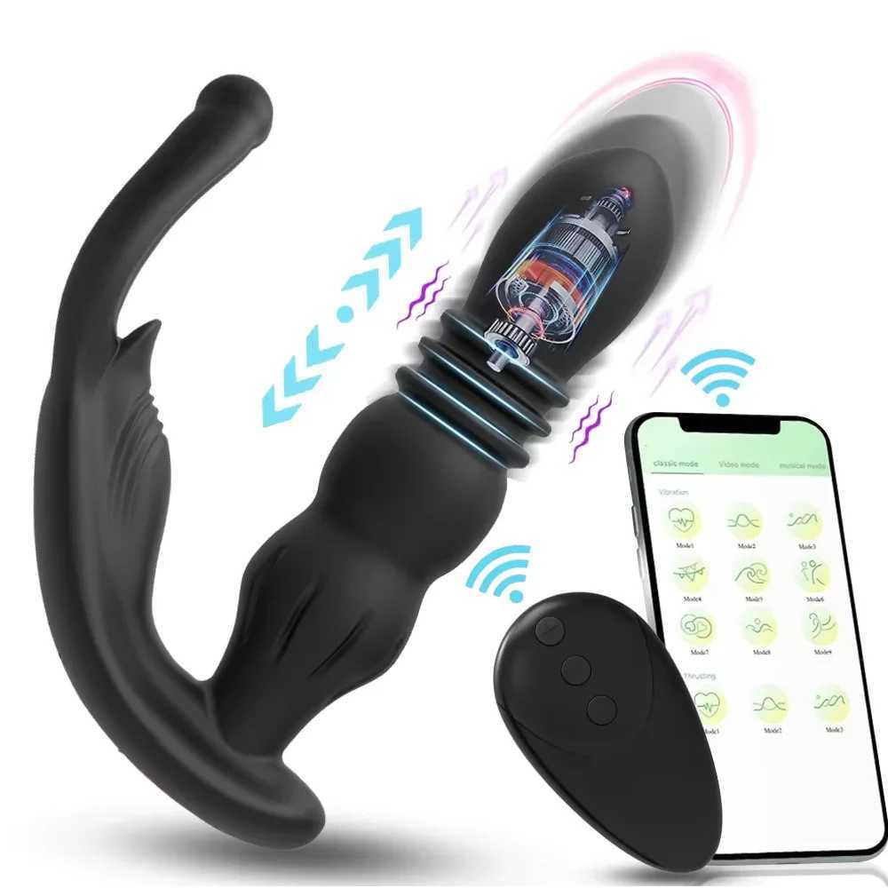 Male Prostate Stimulating Massager Wireless Remote Control Butplus Vibrator Male Anal Pseudo Penis Prostate Stimulator Sex Toy W250506