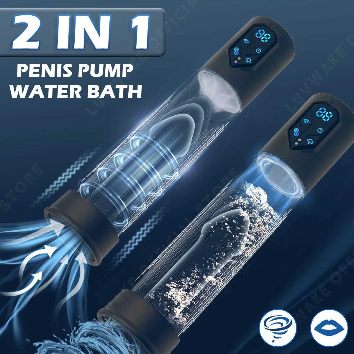 IPX7 Waterproof Electric Penis Pump for Enlargement Man Vacuum Pump Enlargement Extend Pump 4 Suction Levels 2 Silicone Sleeves W250506