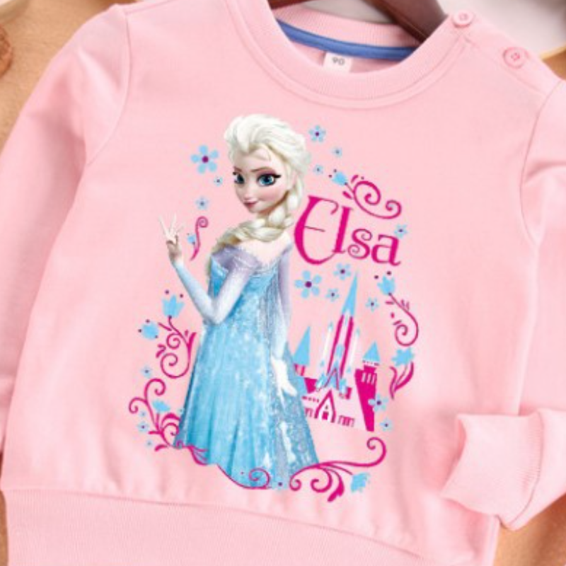 DISNEY Elsa princess baby designer clothes Girl Spring and Autumn Set Ice Cotton Children Sports Top and Pants Two-piece Suit Children Clothes
