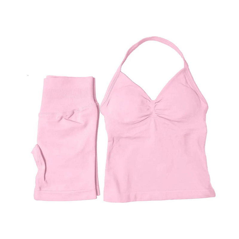 NCLAGEN Yoga Sets Women Gym Clothes Longline Strappy Top And Impact Shorts Sports 2 Piece Fiess Suit Running Workou
