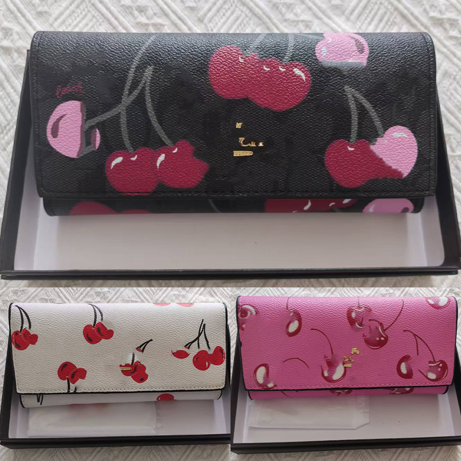 cherry designer wallet womens high quality luxury wallets for women coacher designers woman portefeuille card holder zippy leather small Designer purse wallet