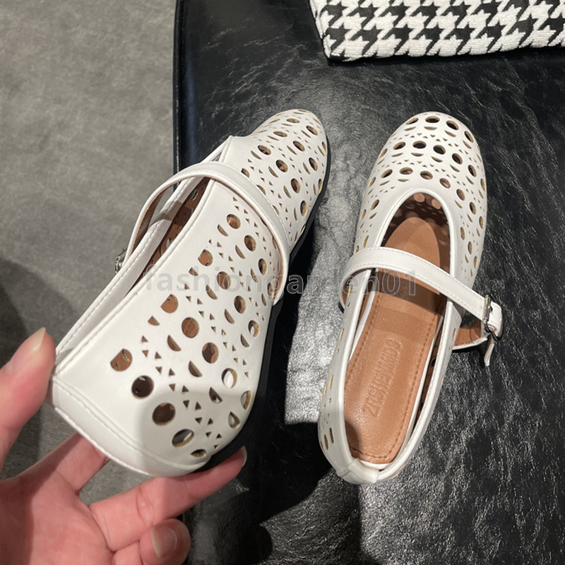free shipping designer ballet flats heels loafers womens luxury shoes shallow mouth round toe cut-outs spring summer one-line buckle strap women dress