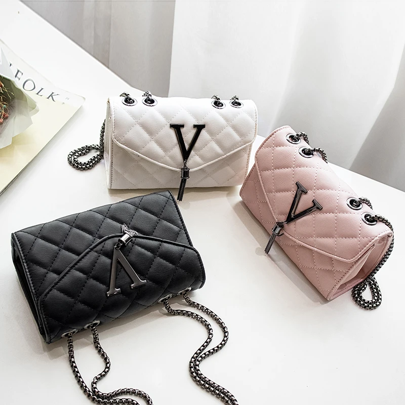 Black Luxury Handbags And Purse Women PU Leather Messenger Shoulder Bag Plaid Female Crossbody Bag Tassel Quilted Brand