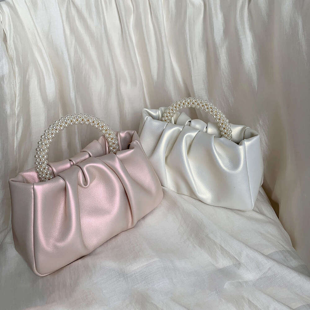 Dinner Bag Spring Summer New Fashion Versatile Texture Fold Cloud Pearl Glow Sweet Pink Handbag Banquet Bag KQ