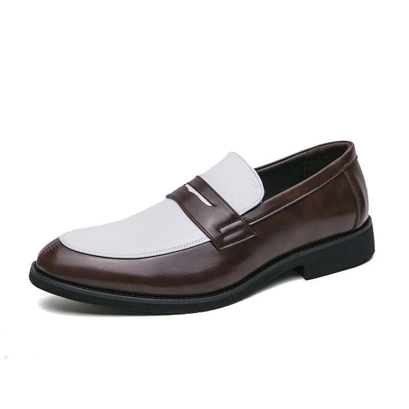 Business formal suit, footwell, loafers, fashionable contrasting color, open mouth laughing leather shoes, men's plus size lazy shoes