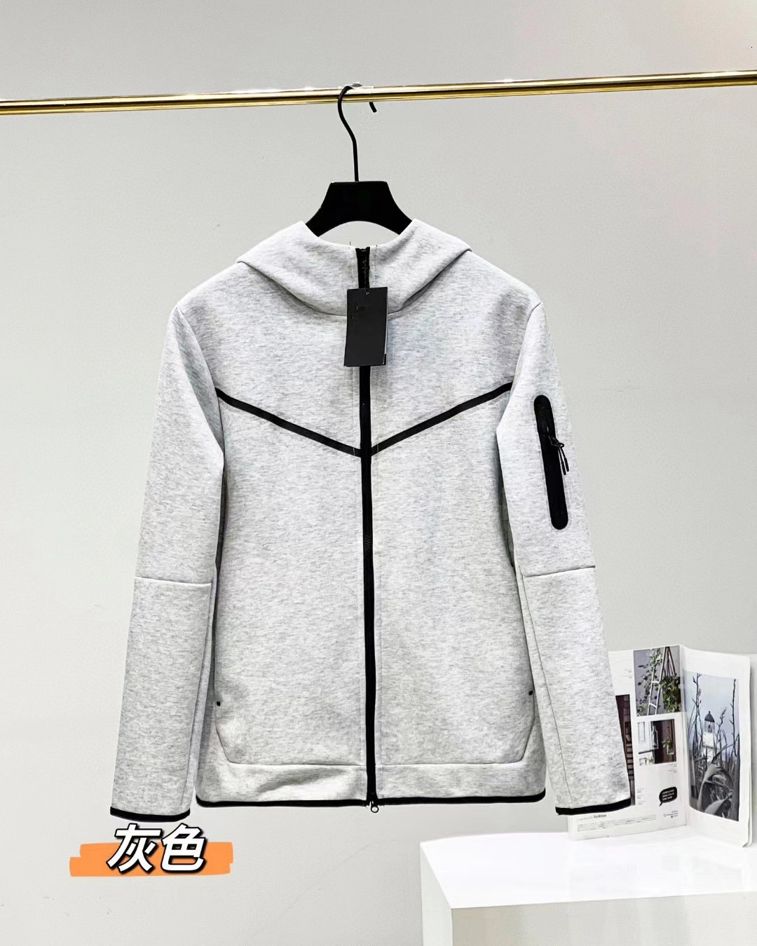2024 Spring and Autumn Leisure Sports Cotton Air Layer Hooded Zipper Cardigan Men's Jacket 490 Coat