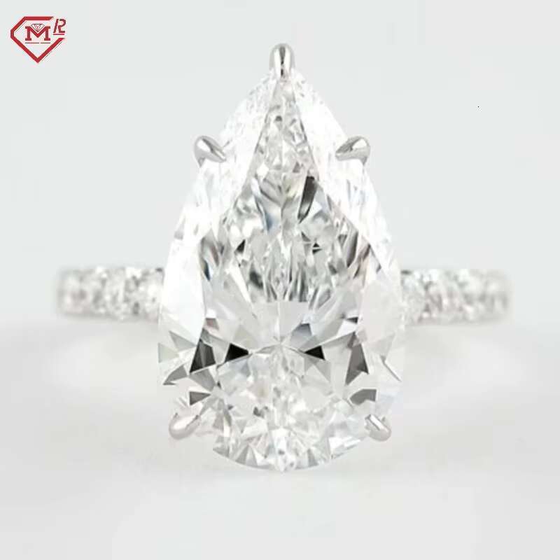 3CT pear cutting engagement with hidden halo paving, 14k white gold laboratory planting ring
