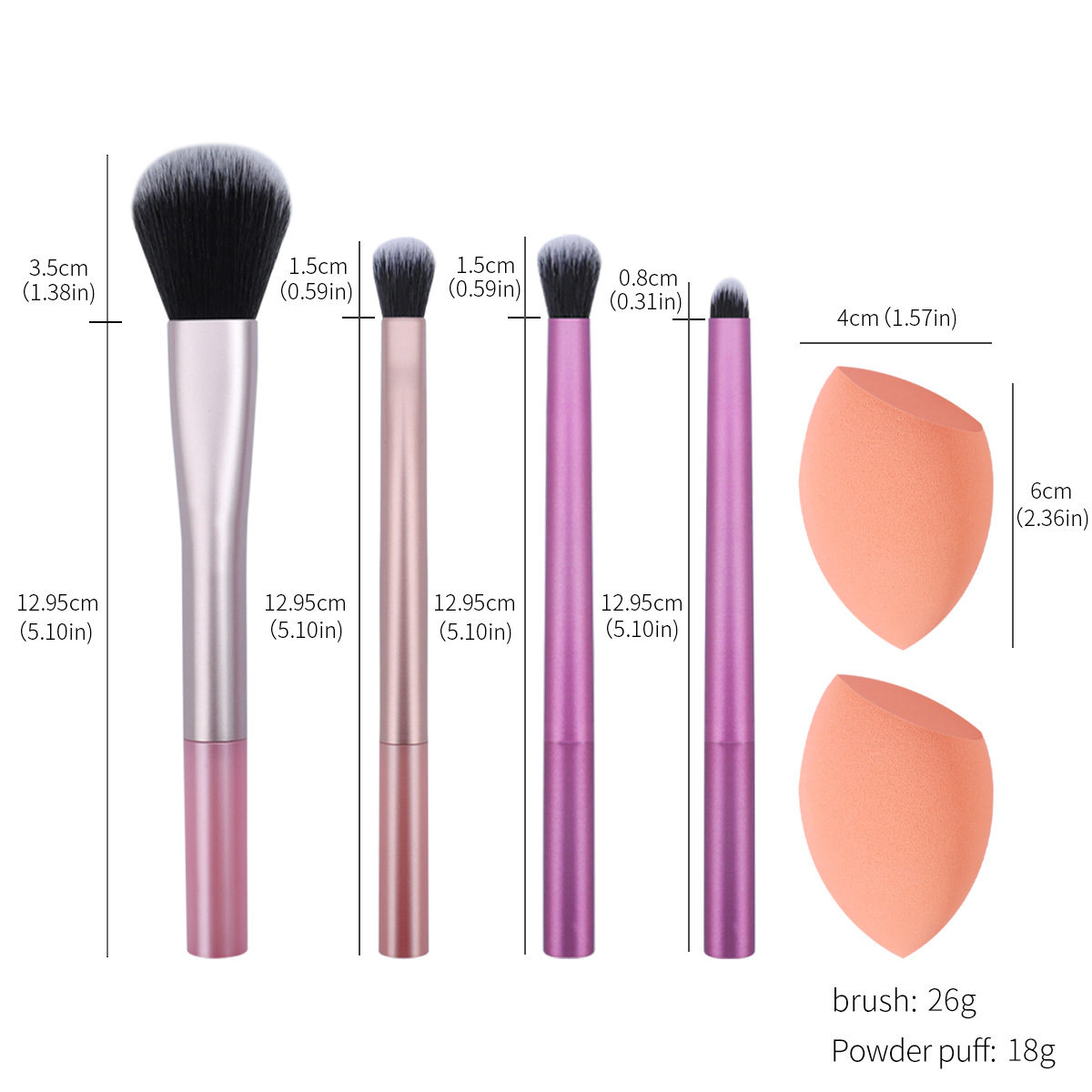 6-piece daily essential makeup brush set with 4 brushes and makeup sponge for foundation blush eyeshadow and powder brushes travel gift set tools z250