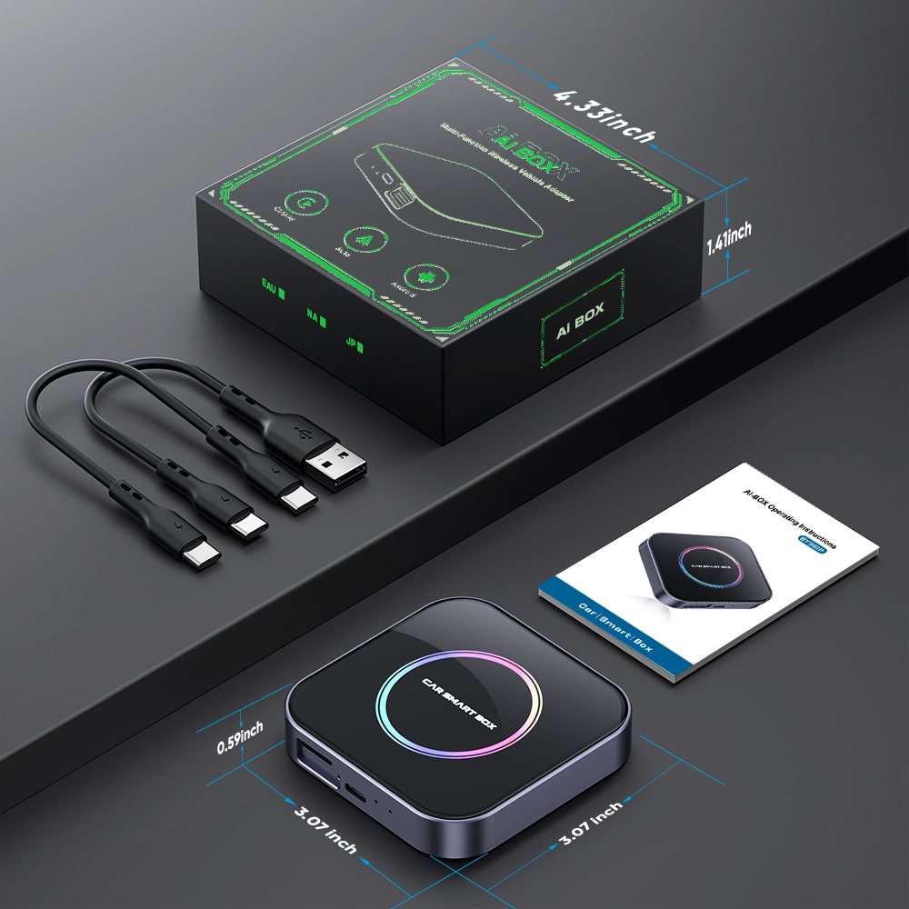 BY-961E Wireless CarPlay/Android Auto AI Box 4G LTE & Snapdragon 2290 Triple Satellite GPS Open Android 13 - Car AI box factory OEM