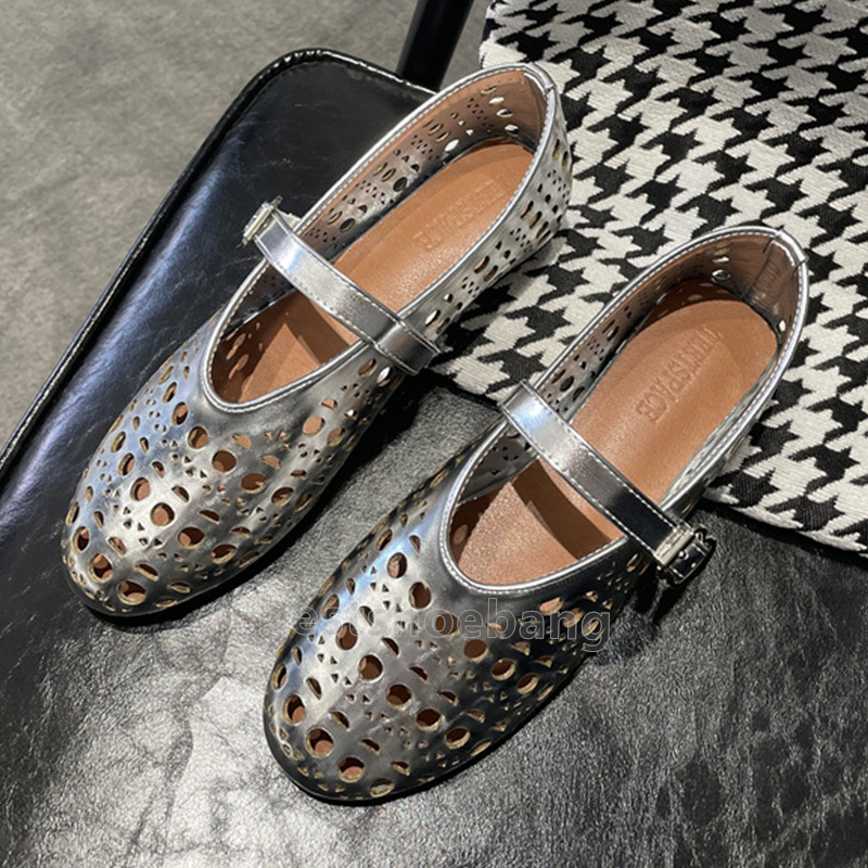 designer heels women ballet flats luxury dress shoes loafers womens Spring summer shallow mouth one-line buckle strap hollow round toe ballerina heels