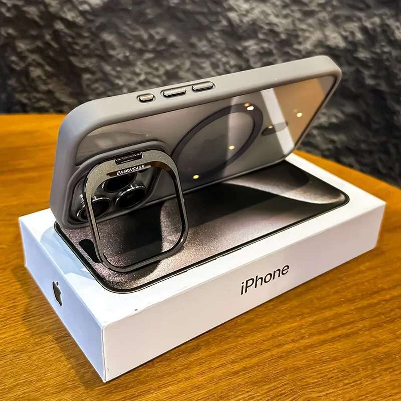 Magnetic Shockproof Phone Case For iPhone15 14 13 12 11 Pro Max Plus Funda Stand Glass Lens Protection Back Cover