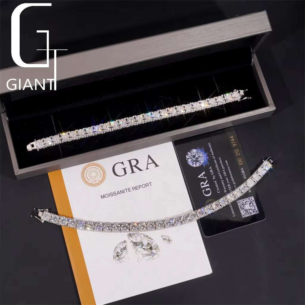 Unique Design Iced Out Double Sides Hip Hop 925 Sterling Silver VVS1 5mm 6.5mm Moissanite Diamond Cluster Tennis Bracelet
