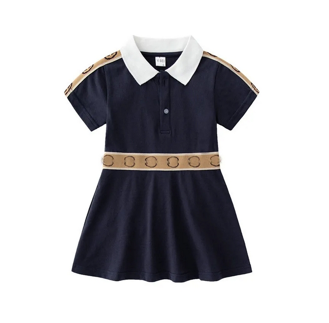 Kids Designer Clothes Summer Baby Girls Dress Famous Brand Teddy Bear Printed Cute Cartoon Short Sleeve Round Neck Princess A-line Skirt Clothing AABB