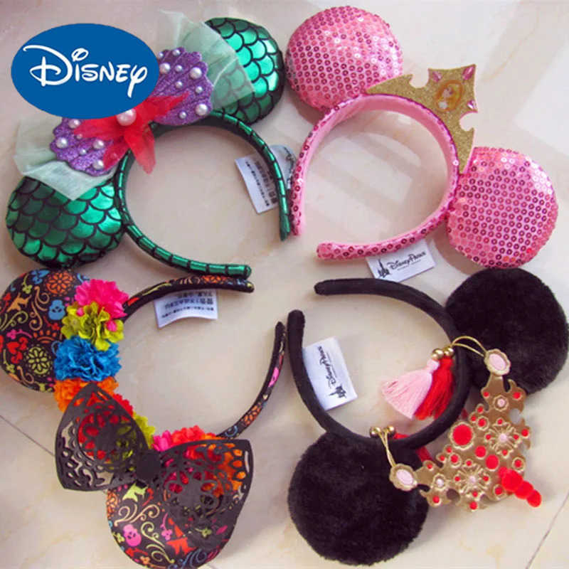 Disney Mickey Mouse Headband Disneyland Minnie Ears Plush Headwear Children Boy Girl Beauty Toys Cosplay Party Decoration X2505061