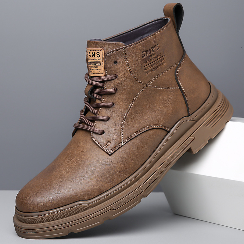 2023 Autumn/Winter Mens Martin Boots Trendy Casual Short Boots Versatile British Style Leather Boots Cowboy Leather Boots 241028