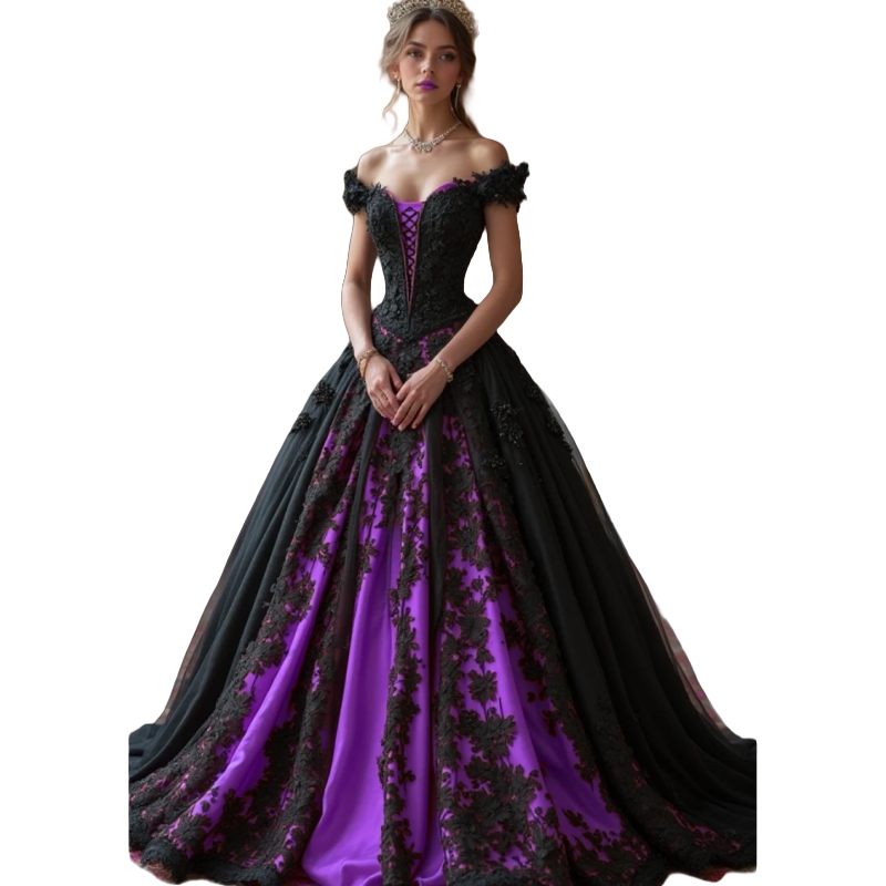 Vintage Black And Red Evening Dresses Lace Appliques Off Shoulder A-Line Renaissance Medieval Prom Gown Corset Princess Special Occasion Dress