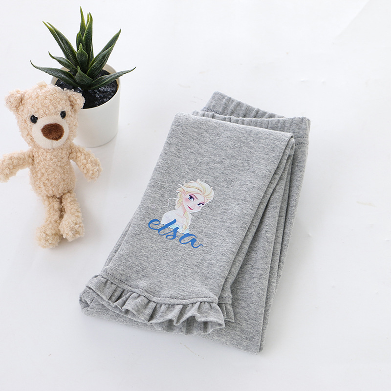 DISNEY Frozen Elsa princess kids designer clothes Girl Autumn Children's Clothes Girl Long Pants Princess Print Stretch Cotton