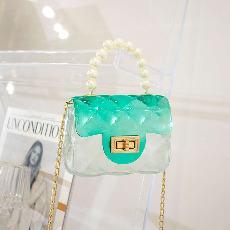 Dinner Bag Cross Body Candy Colored Hand Held Transparent Jelly Women S DIY Beaded Bag Pearl Bag KQ