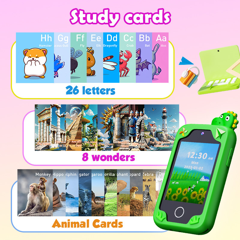 Cute Learning Kid Smart Phone Toy Mobile Phone Camera Game Phone for Children Kids Baby Age 3-7 A38