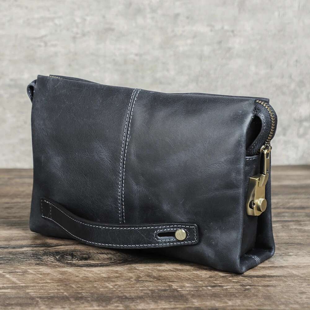 Vintage Genuine Leather Men's Wallet Password Lock Clutch Bag For Men Card Holder Long Wallets Handbag Large Capacity Male Purse