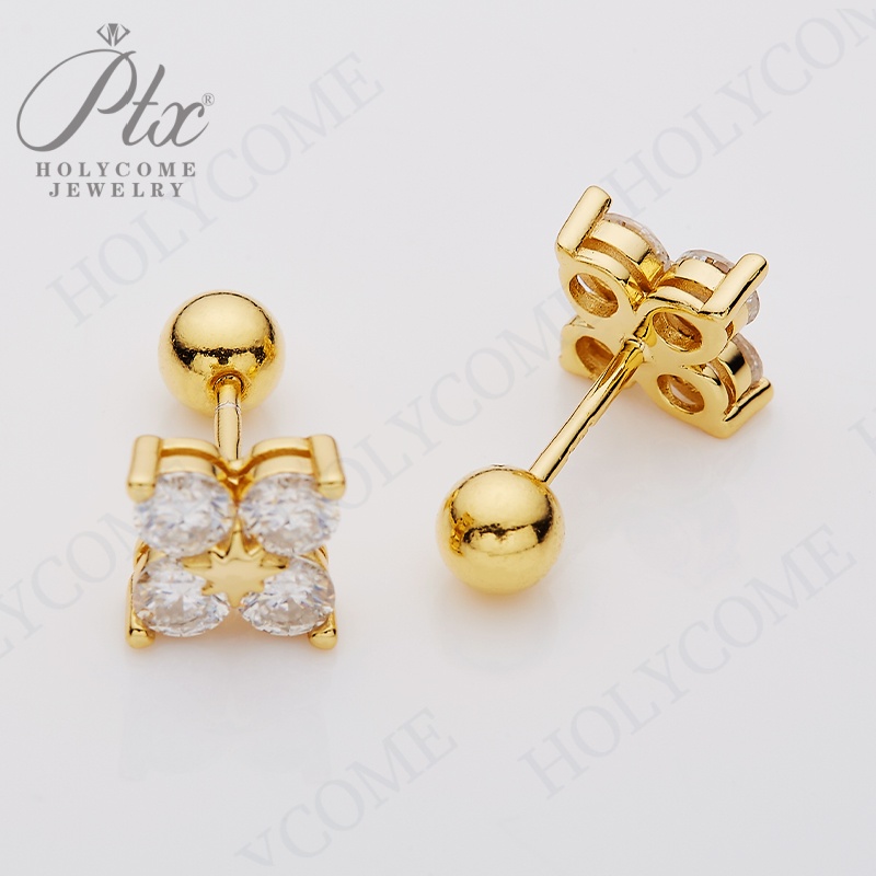 Premium Quality Four Leaf Clover Earrings VVS1 Round Cut Moissanite Gemstone Stud Earring Set 925 Sterling Silver Luxury Diamond Sparkle Fashion Jewel