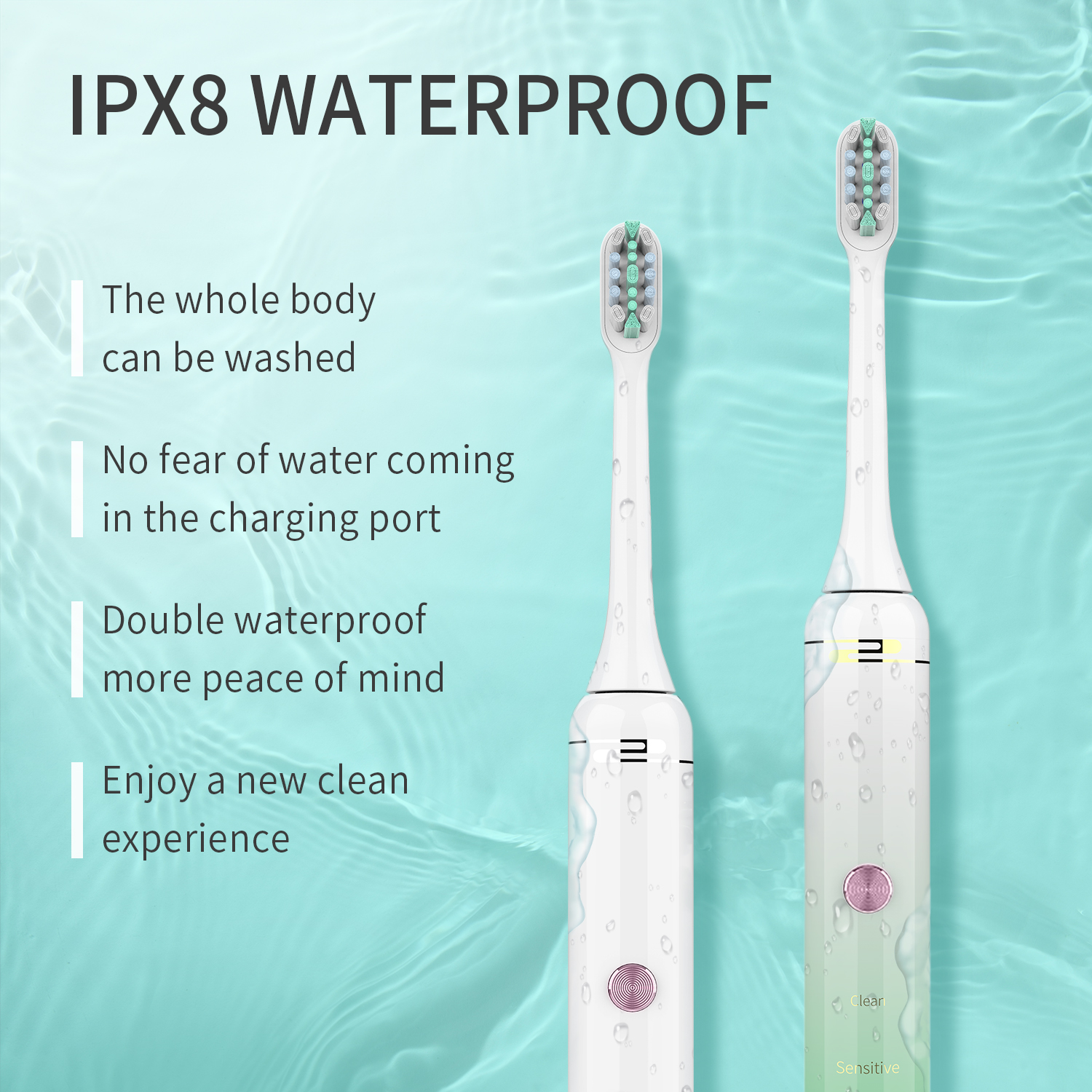 Chinese Style Teenager Electric Toothbrush Waterproof Rechargeable Smart Toothbrush Electrical with Blue Floral Design