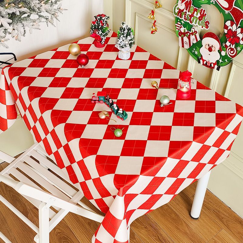 XX0391 New Year tablecloth red festive Christmas tablecloth atmosphere tablecloth tablecloth plaid cloth Christmas style decorative cloth