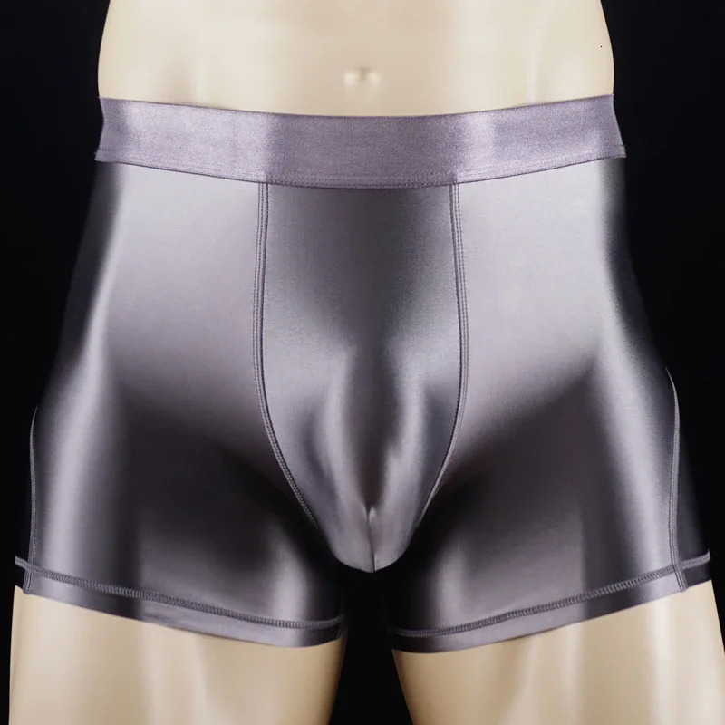 Sexy mens smooth swim trunks shiny shorts boxer underwear 250430Z