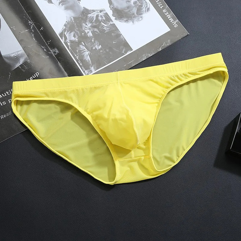 2PCS mens underwear bikini pants comfortable and sexy slip ice silk breathable white 4XL 250430Z