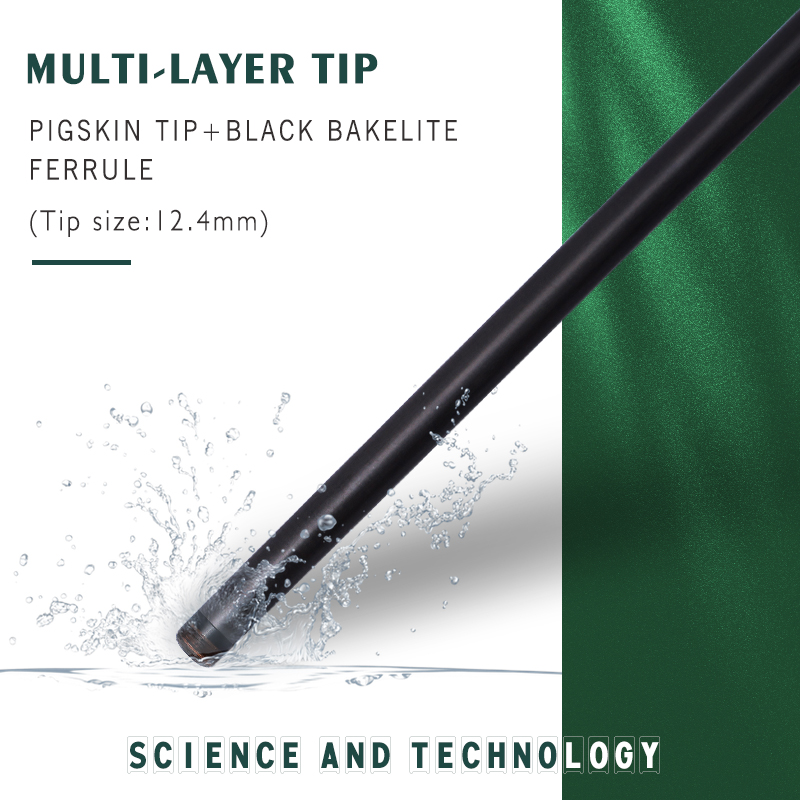 OKHEALING Play Pool Cue Black Technology Carbon Fiber Shaft 12.4mm Pigskin Tip 58in Uni-loc Joint 3-teeth Professional Billiard Cue 1/2 Pool Game Cue 