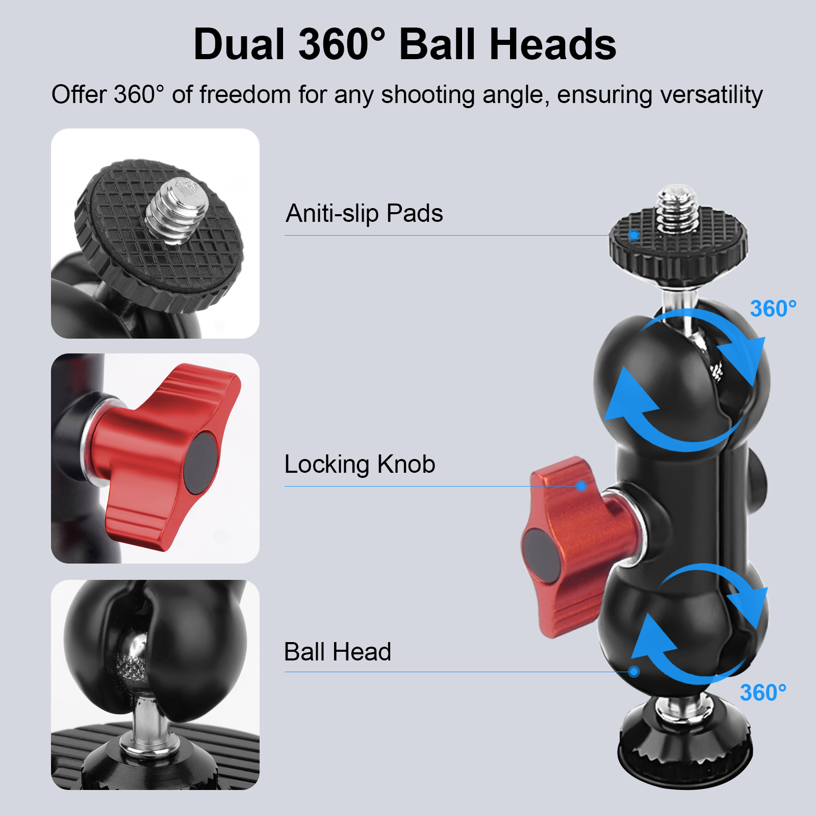 Suction Cup Car Mount with Phone Holder,360°Adjustable for Action Cameras & Smartphones,Dashboard,Boat Mount for Hero 13/12/11/10,DJI OSMO Action,Inst