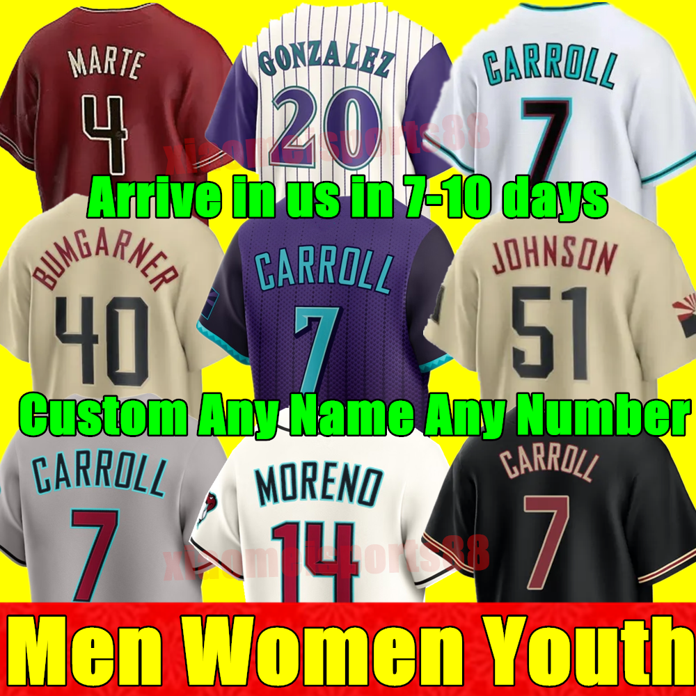Custom S-4XL 2025 City Connect Baseball Jersey Randy 51 Johnson 53 Christian Walker 7 Corbin Carroll 4 Ketel Marte 23 Zac Gallen 20 Luis Gonzalez Men women youth